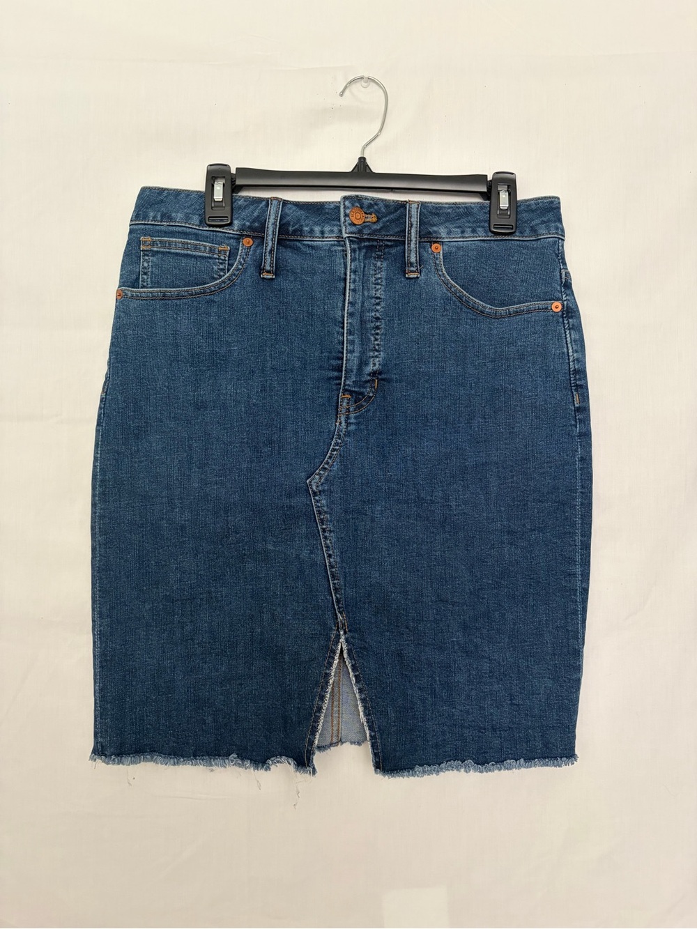 Madewell Womens Size 30 Denim Jean Skirt High Rise Front Slit Raw Hem(A926)